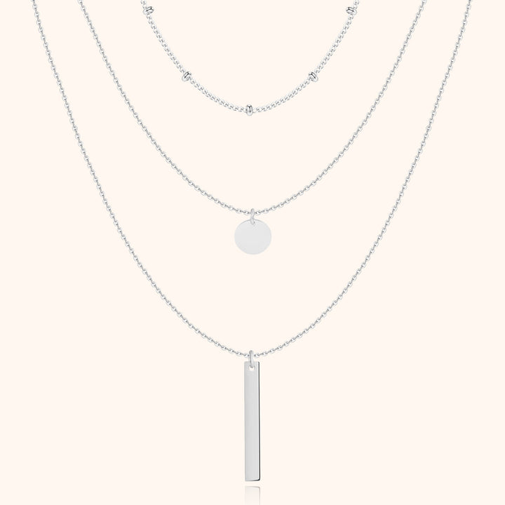 Layered Triple Necklace - Elise-Silver-The Livary