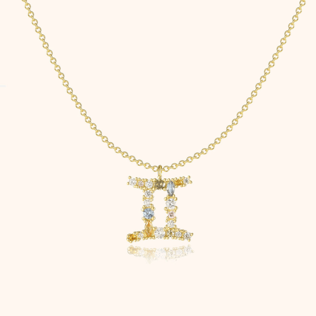 Stylish Zodiac Necklace - Celestia-Gold-Gemini-The Livary