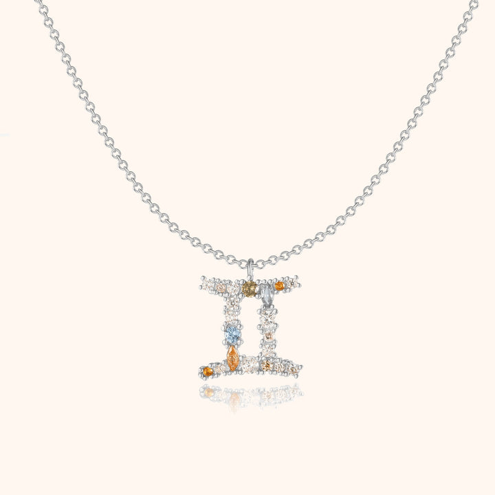 Stylish Zodiac Necklace - Celestia-Silver-Gemini-The Livary