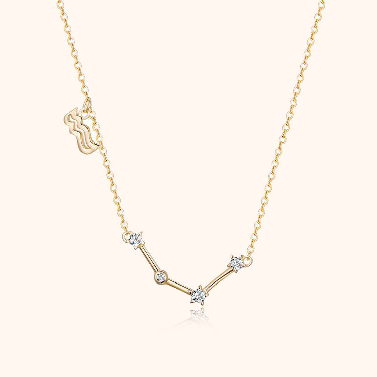 Zodiac Sign Astrology Necklace - Celestia-Gold-Aquarius-The Livary
