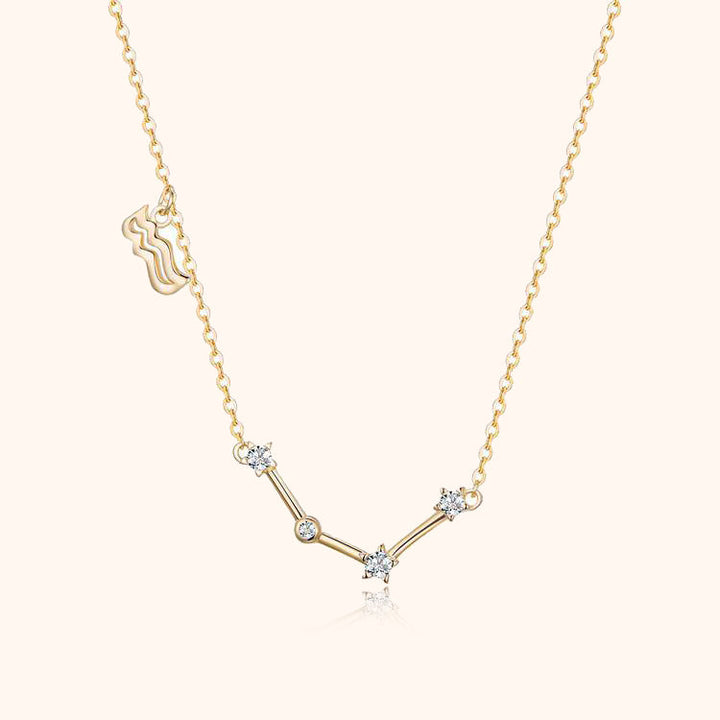 Zodiac Sign Astrology Necklace - Celestia-Gold-Aquarius-The Livary