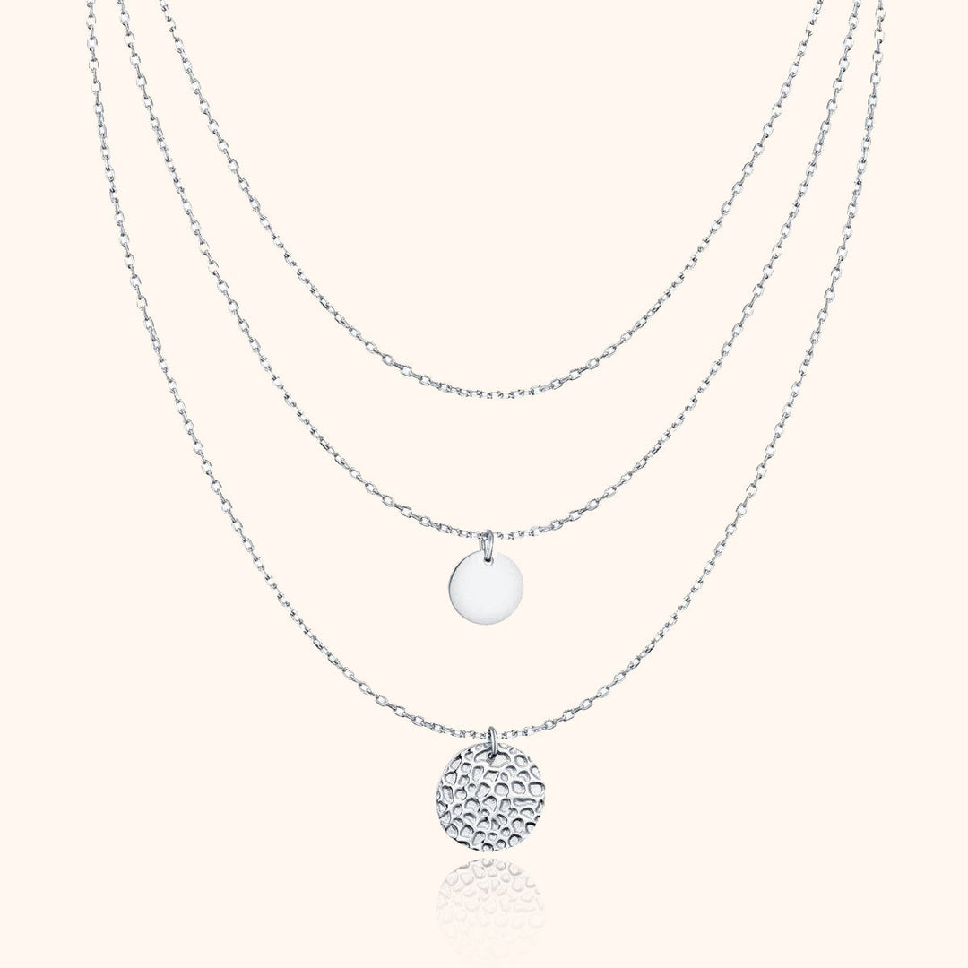 Stylish Layered Necklace - Aurora-Silver-The Livary