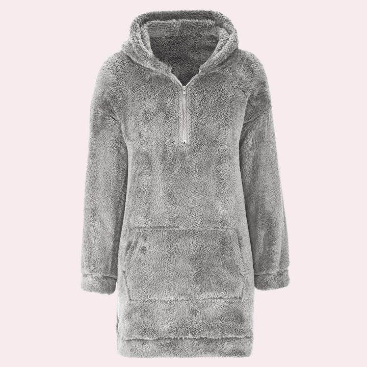 Soft Warm Winter Jumper with Zip for Women - Maëlle-Grey-XS-The Livary