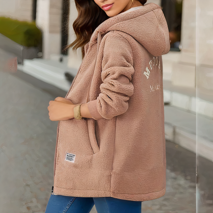 Ladies Fleece Jacket with Hood - Sophie-Khaki-M-The Livary