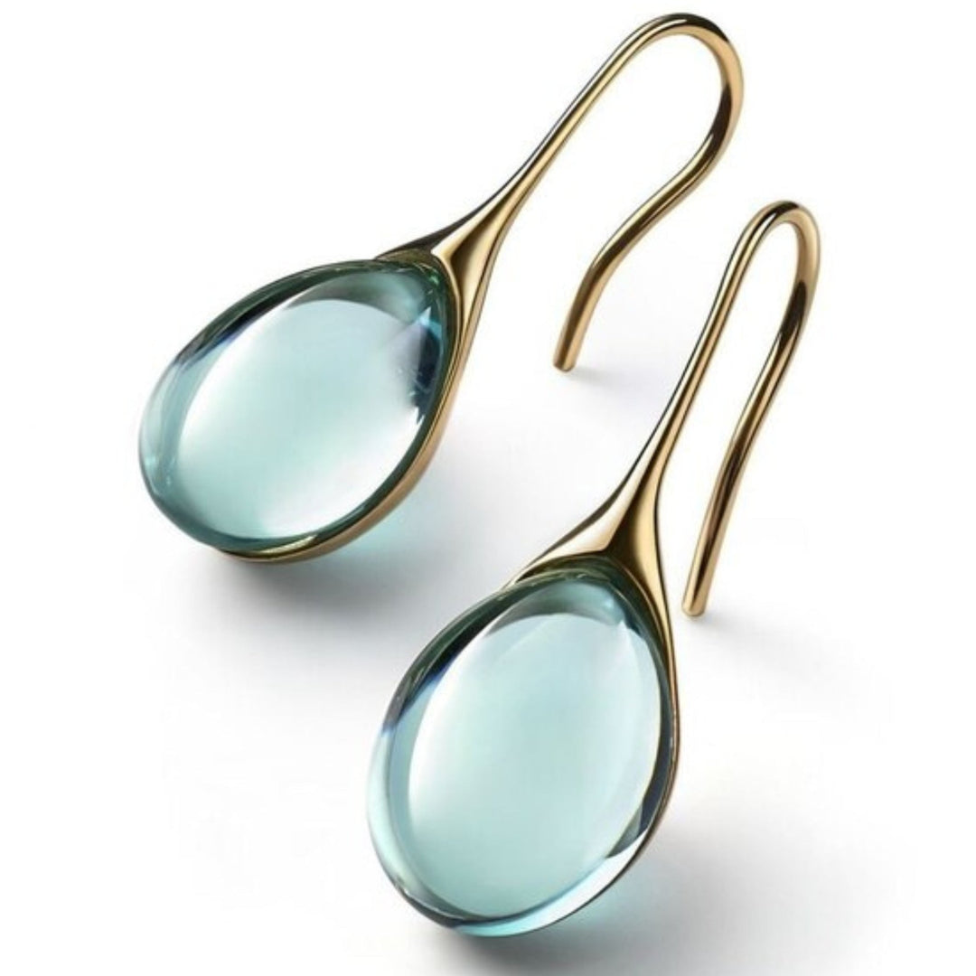 Trendy Crystal Drop Earrings - Celestina-Green-The Livary