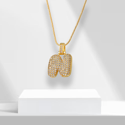 Bubble Letters Necklace with Pendant - LuxeLette-N-The Livary