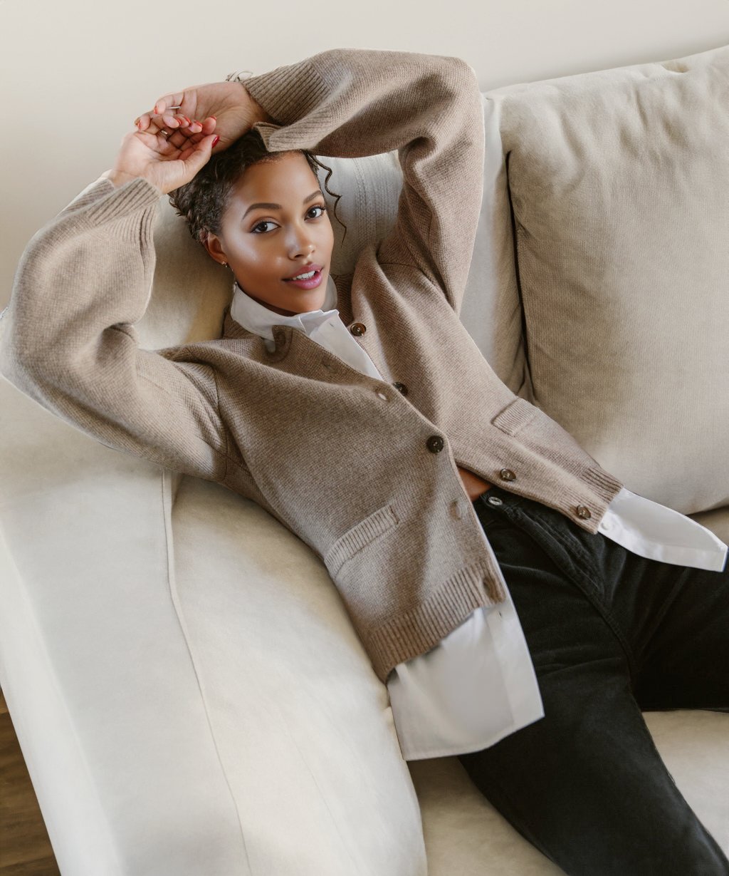 Soft Button-Up Sweater - Eveline-Beige-XS-The Livary
