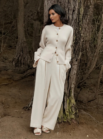 Soft Button-Up Sweater - Eveline-Beige-XS-The Livary