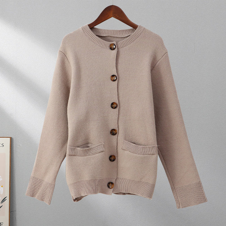 Soft Button-Up Sweater - Eveline-Apricot-XS-The Livary