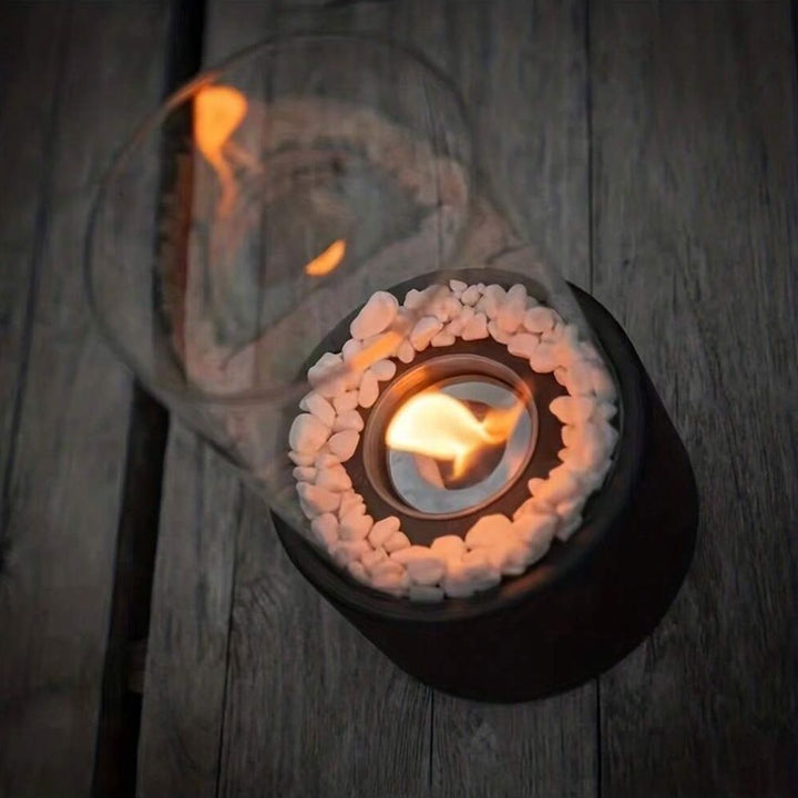 Classic Oil Lamp with Open Flame - Lumora-Black-Medium-The Livary
