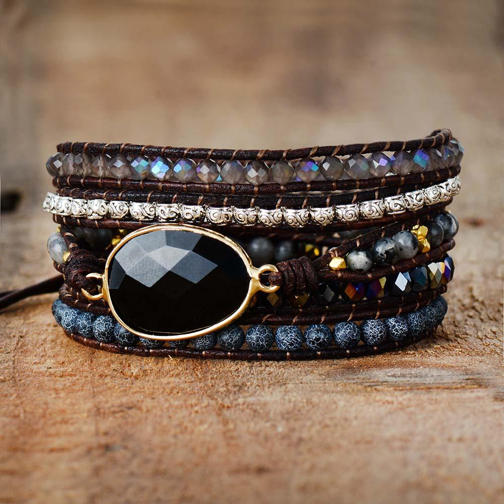 Onyx Moonlight Protective Wrap Bracelet - Lunara-The Livary