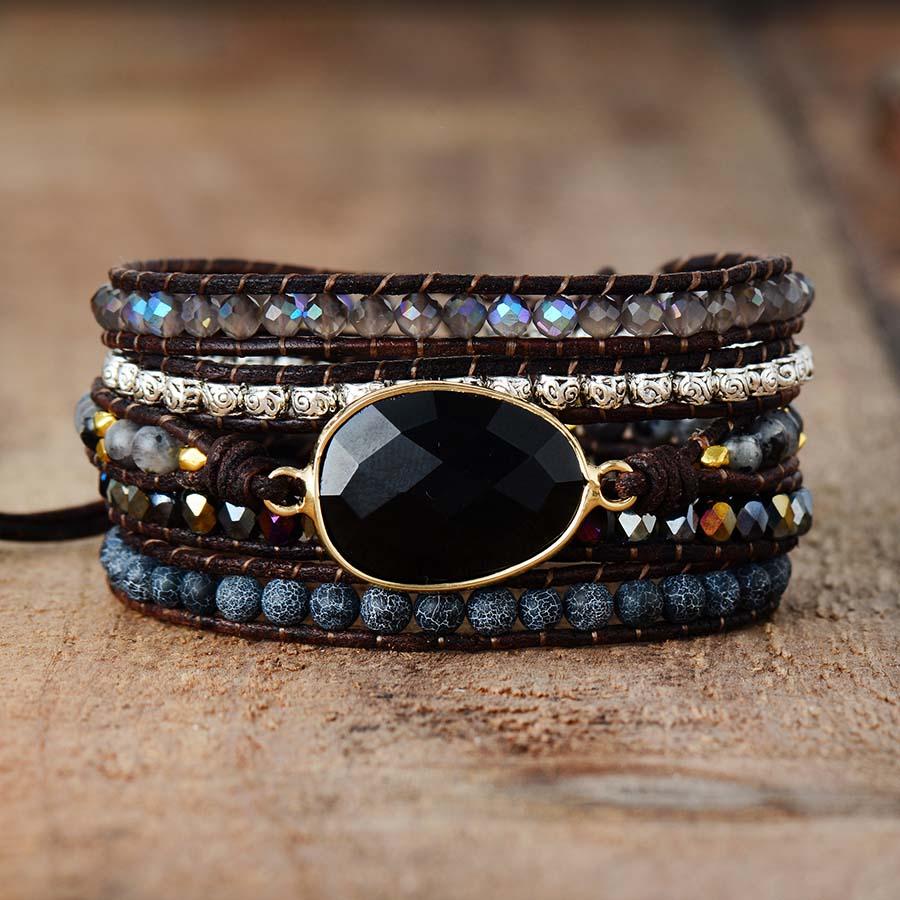 Onyx Moonlight Protective Wrap Bracelet - Lunara-The Livary