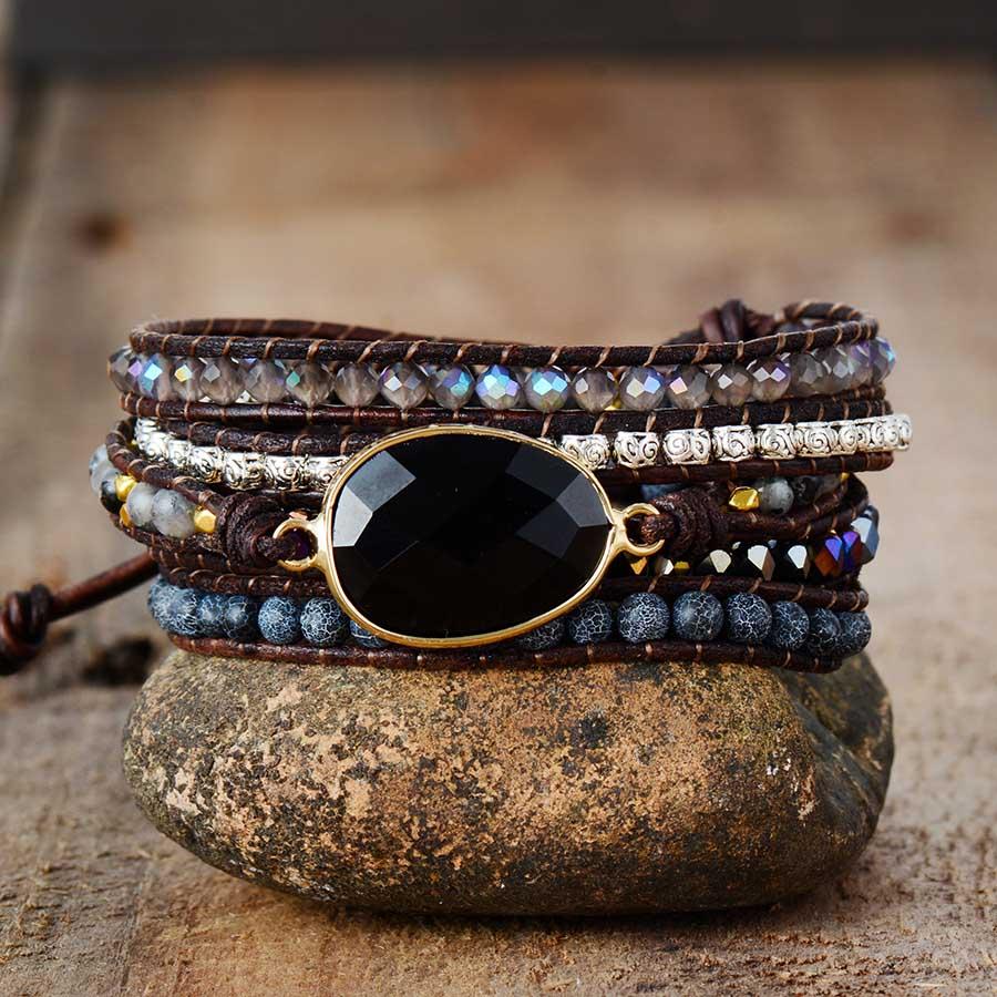 Onyx Moonlight Protective Wrap Bracelet - Lunara-The Livary
