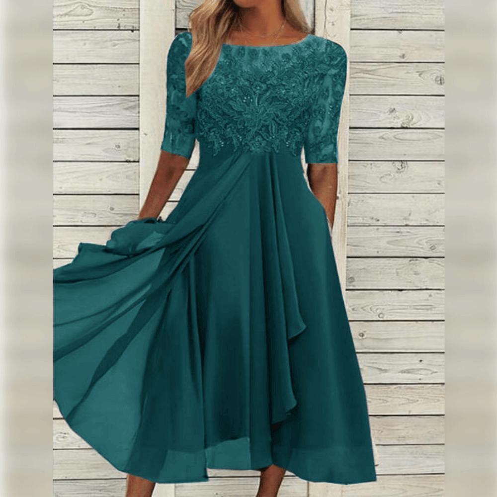 Stylish Comfortable Dress - Olivia-Turquoise-S-The Livary