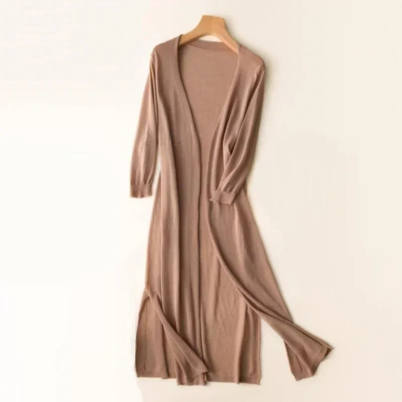 Ladies long sleeve cardigan - Elda-Khaki-S-The Livary