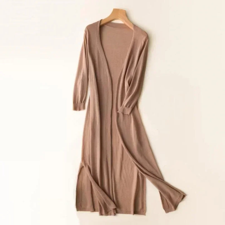 Ladies long sleeve cardigan - Elda-Khaki-S-The Livary