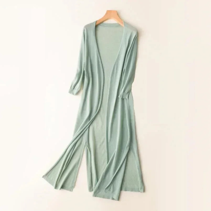 Ladies long sleeve cardigan - Elda-Green-S-The Livary