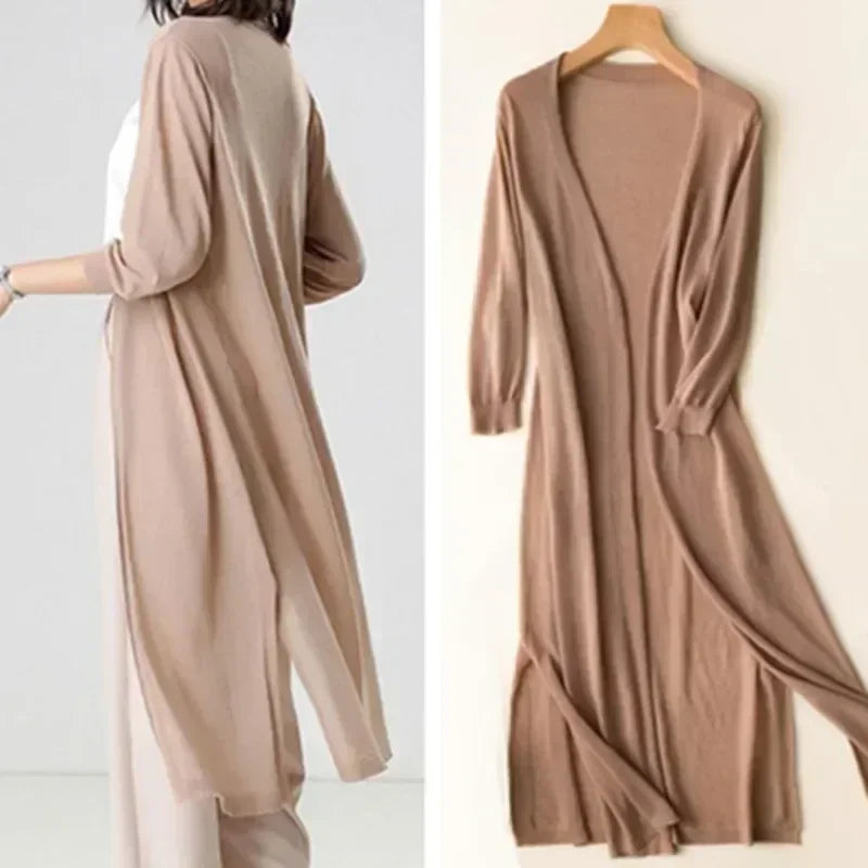 Ladies long sleeve cardigan - Elda-Mocha-S-The Livary