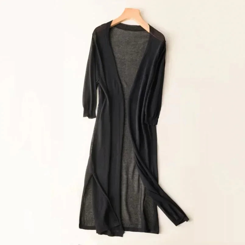 Ladies long sleeve cardigan - Elda-Black-S-The Livary