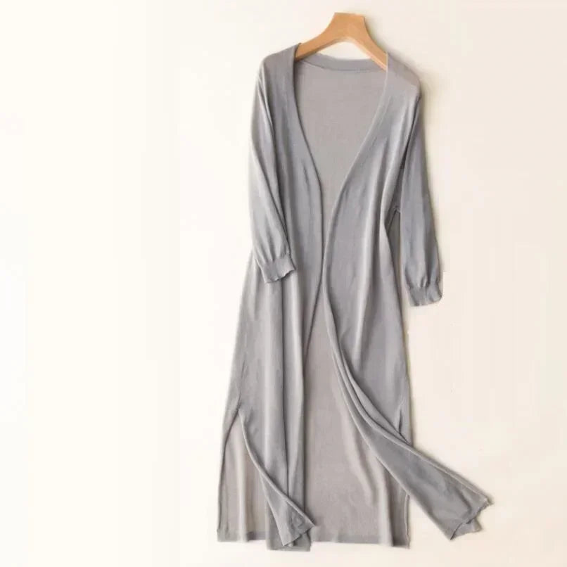 Ladies long sleeve cardigan - Elda-Grey-S-The Livary