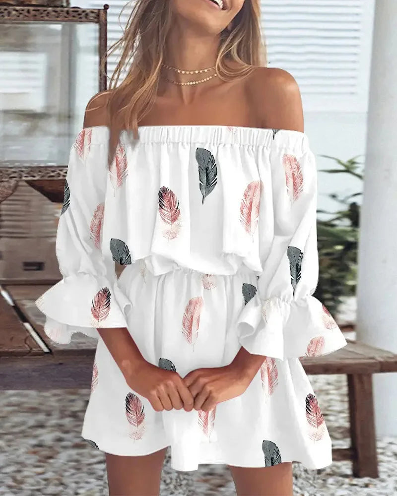 Trendy Boho mini dress with one-shoulder design and airy fit - Ysa-White-S-The Livary