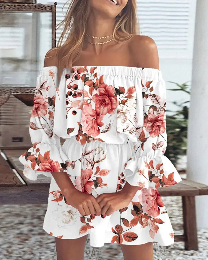 Trendy Boho mini dress with one-shoulder design and airy fit - Ysa-Rosa-S-The Livary