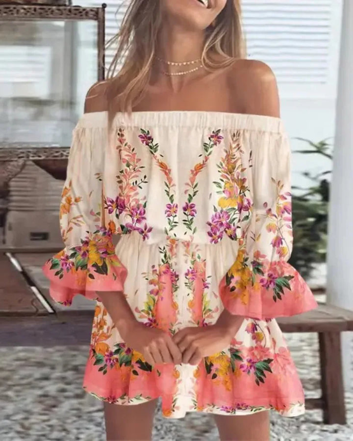Trendy Boho mini dress with one-shoulder design and airy fit - Ysa-Peach-S-The Livary