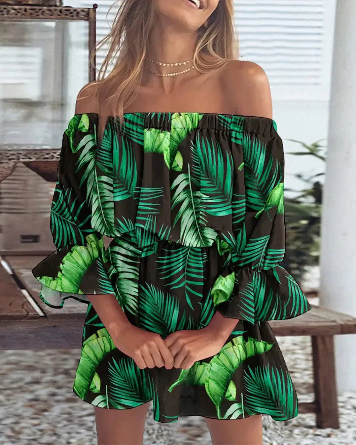Trendy Boho mini dress with one-shoulder design and airy fit - Ysa-Green-S-The Livary