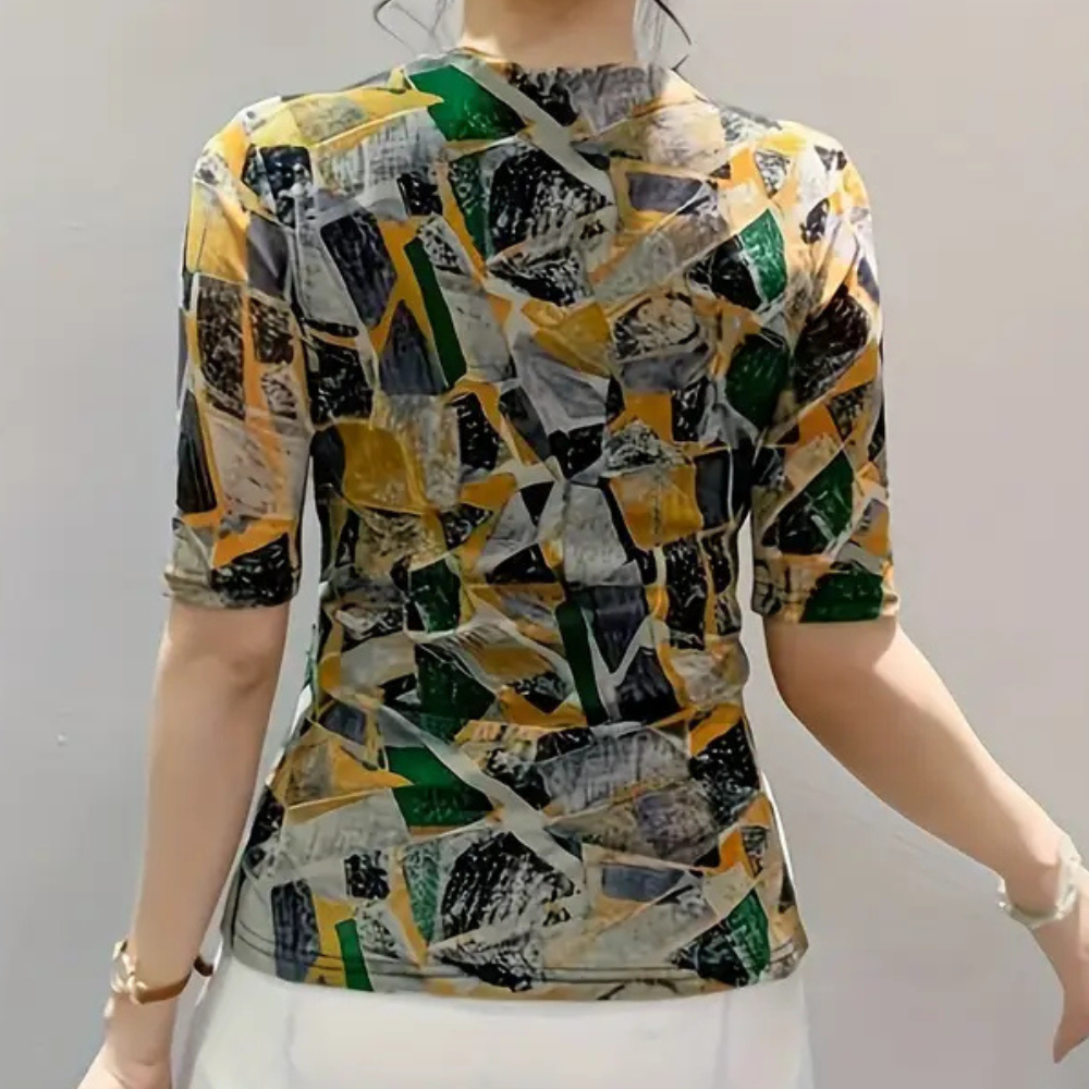 Cheerful V-Neck Blouse for Women - Aria-XS-The Livary