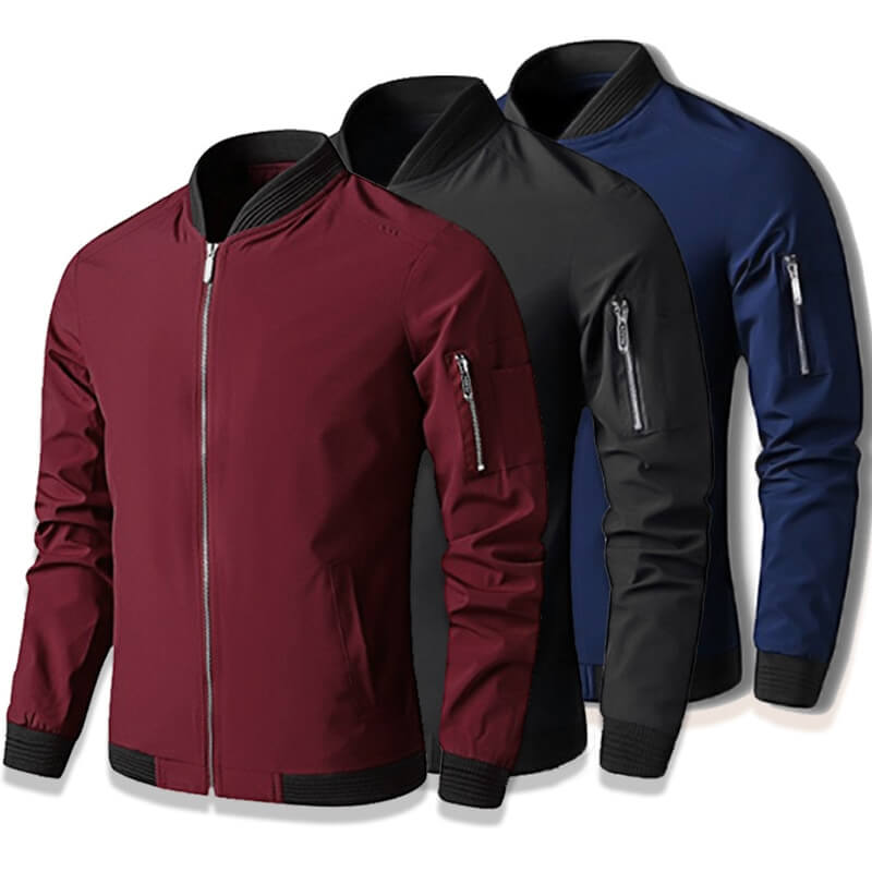 Light & trendy men's bomber jacket with zipper – Jaron-Black-M-The Livary