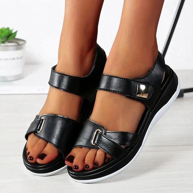 Orthopaedic ladies' sandals with trendy fit – FlexiComfort 31-Black-3-The Livary