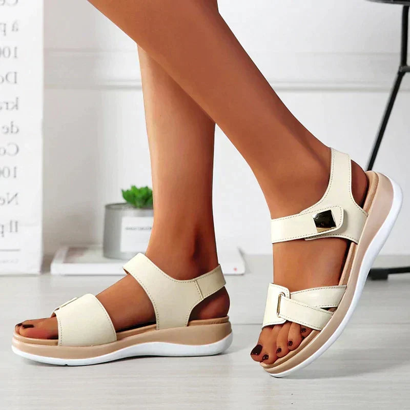 Orthopaedic ladies' sandals with trendy fit – FlexiComfort 31-Beige-3-The Livary