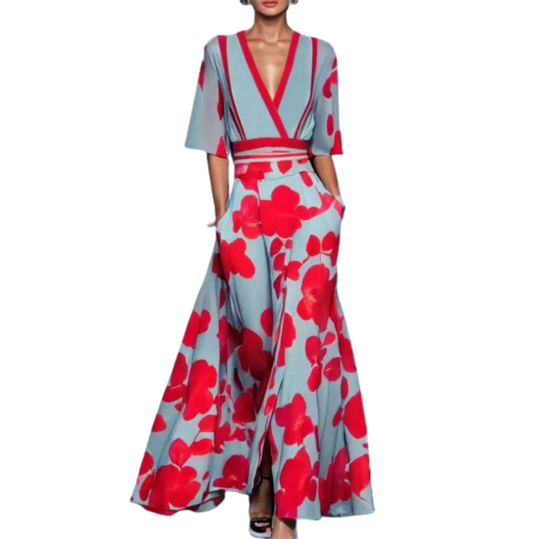 Summer dress - Lola | Luxurious dress with waist belt-Red-S-The Livary