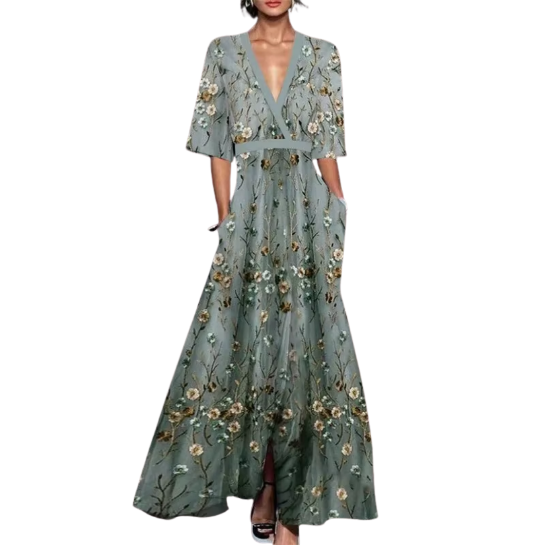 Summer dress - Lola | Luxurious dress with waist belt-Green-S-The Livary