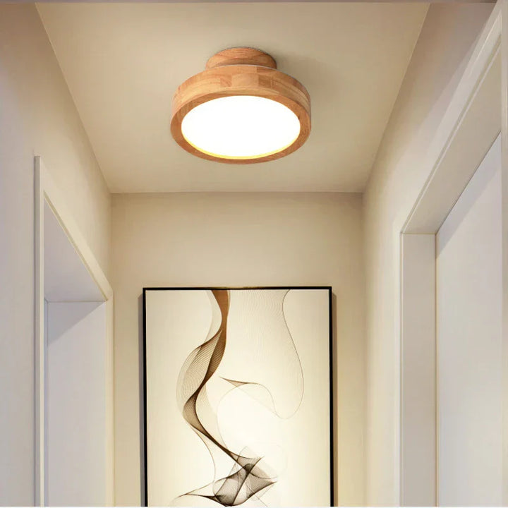Round Wooden Scandinavian Ceiling Lamp - NordicLuxe-Type A-3 Colours Light-Diameter 20cm-The Livary