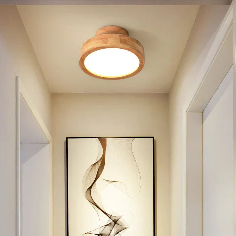 Round Wooden Scandinavian Ceiling Lamp - NordicLuxe-Type A-3 Colours Light-Diameter 20cm-The Livary