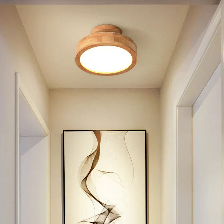 Round Wooden Scandinavian Ceiling Lamp - NordicLuxe-Type A-3 Colours Light-Diameter 20cm-The Livary