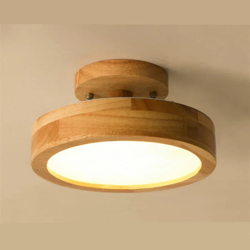 Round Wooden Scandinavian Ceiling Lamp - NordicLuxe-Type A-3 Colours Light-Diameter 20cm-The Livary