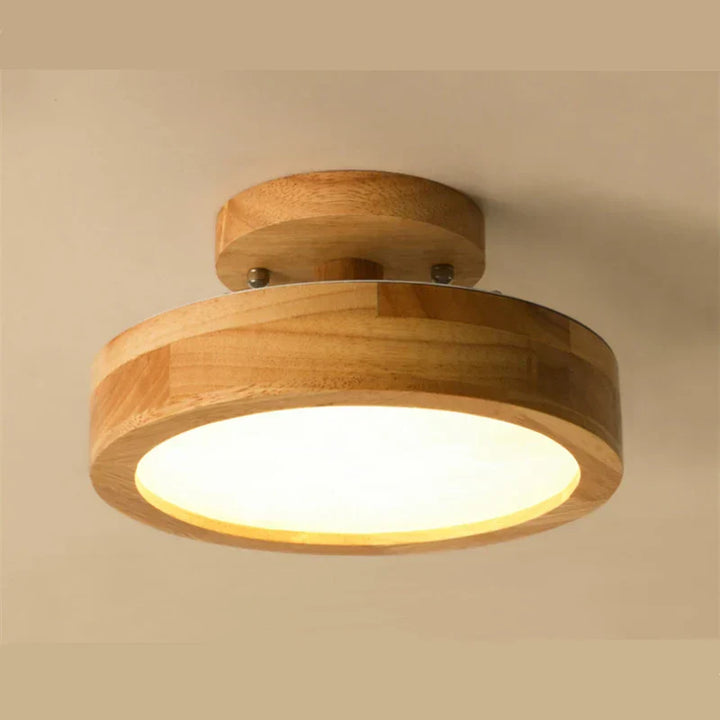Round Wooden Scandinavian Ceiling Lamp - NordicLuxe-Type A-3 Colours Light-Diameter 20cm-The Livary