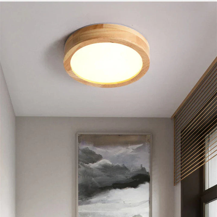 Round Wooden Scandinavian Ceiling Lamp - NordicLuxe-Type A-3 Colours Light-Diameter 20cm-The Livary