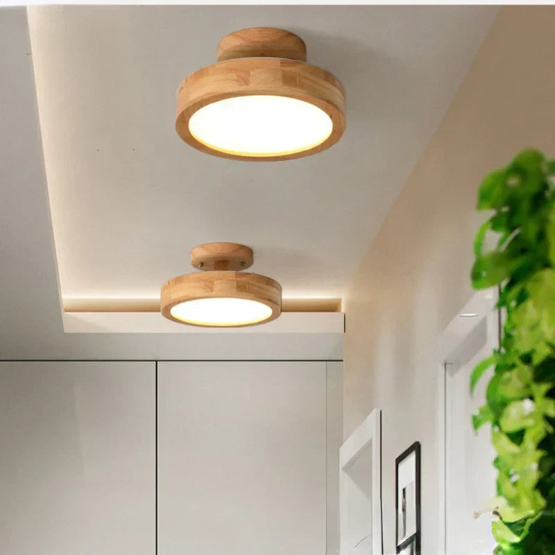 Round Wooden Scandinavian Ceiling Lamp - NordicLuxe-Type A-3 Colours Light-Diameter 20cm-The Livary
