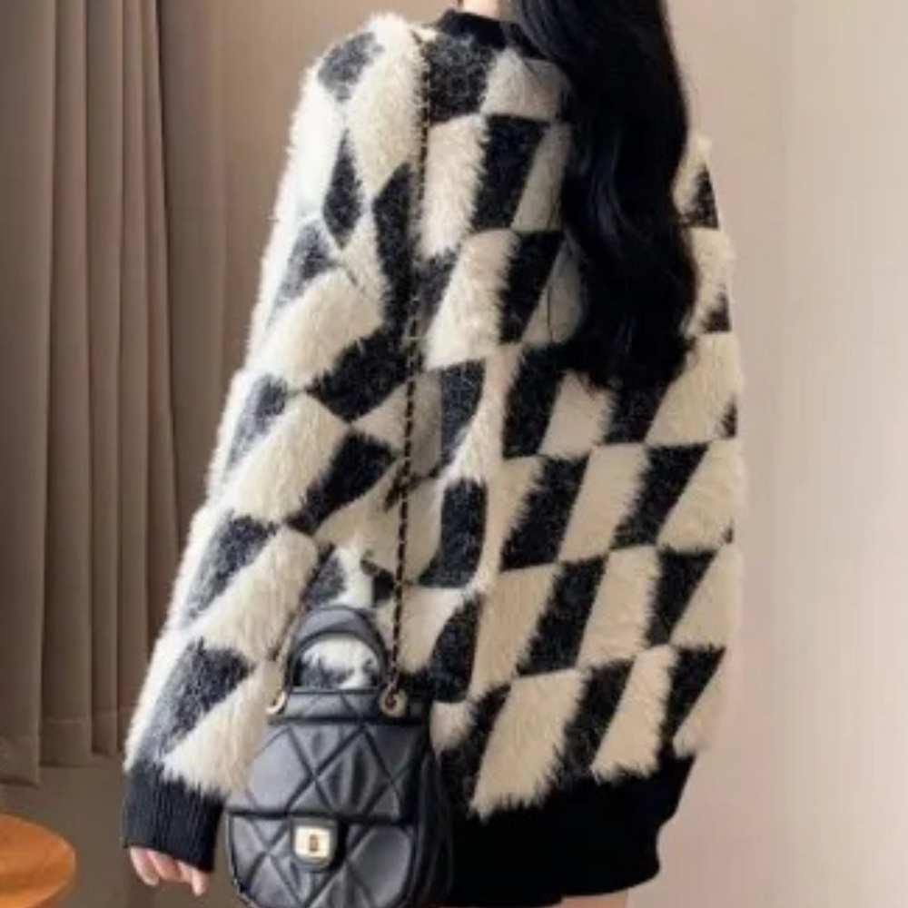 Stylish Black-White Women's Sweater - Odette-The Livary