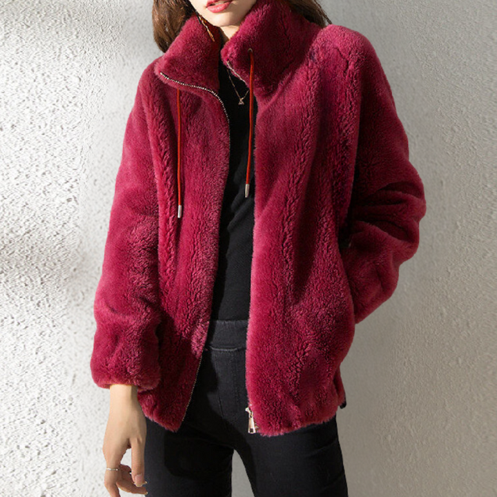 Warm Ladies' Jacket with Zip - Yara-Red-XS-The Livary