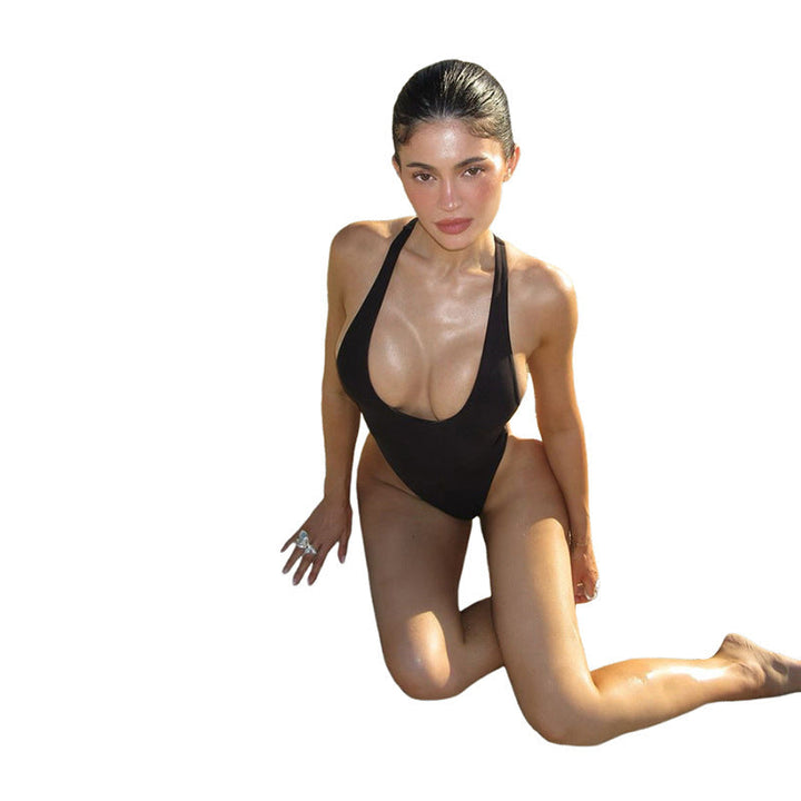 Stylish women's swimsuit with a deep round neckline & body-hugging cut – Noa-S-The Livary
