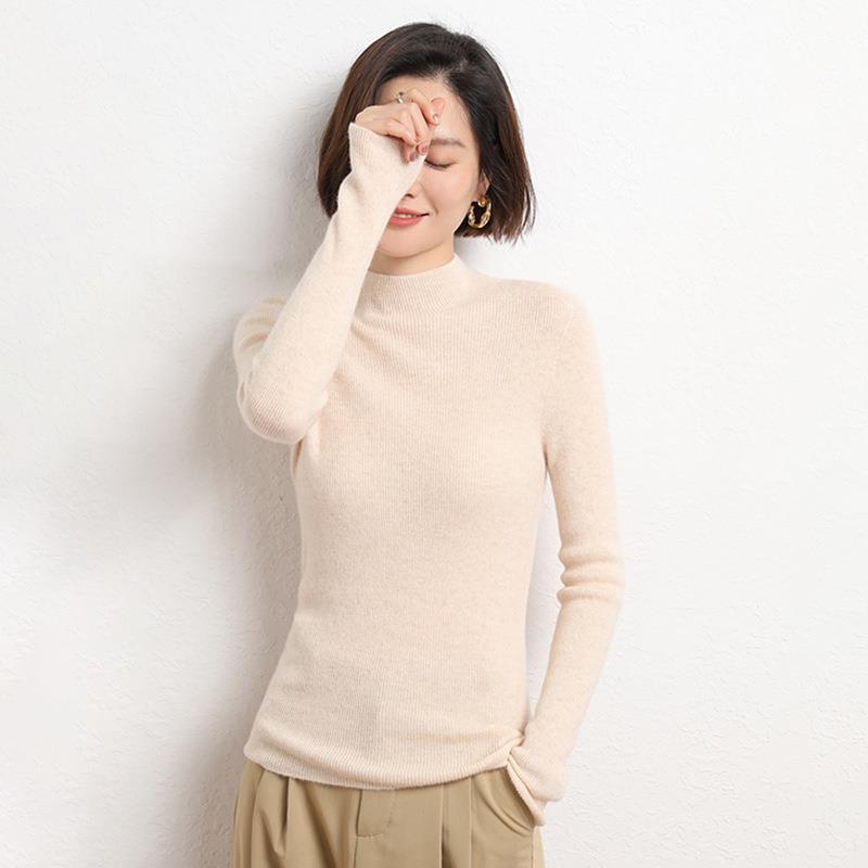 Knitted Women's Sweater with Half Polo - Sophie