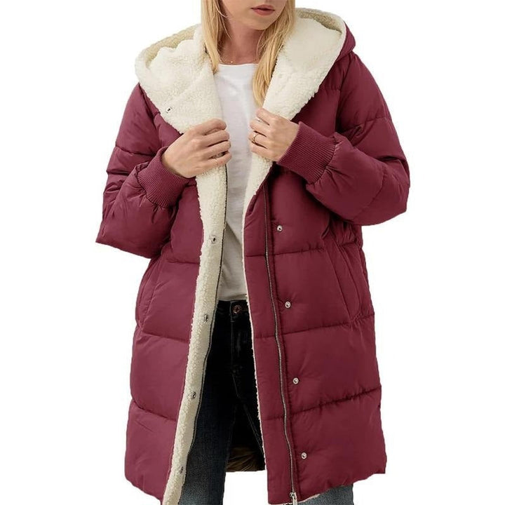 Reversible Cotton Women's Winter Coat with Hood - Nina-Bordeaux-S-The Livary