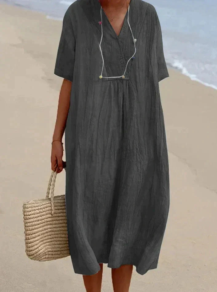 Cotton Linen Summer Dress - Aria-Black-S-The Livary