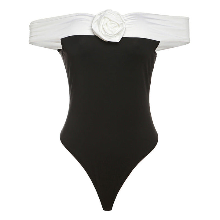 Trendy women's swimsuit with off-shoulder design & floral details – Elara-S-The Livary