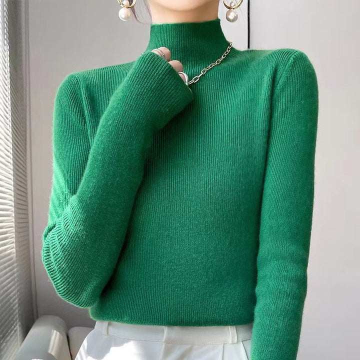 Knitted Women's Sweater with Half Polo - Sophie