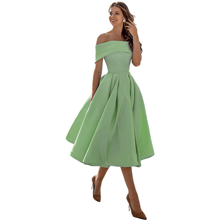 Strapless & Figure-hugging Satin Party Dress for Women – Mirella-Green-S-The Livary